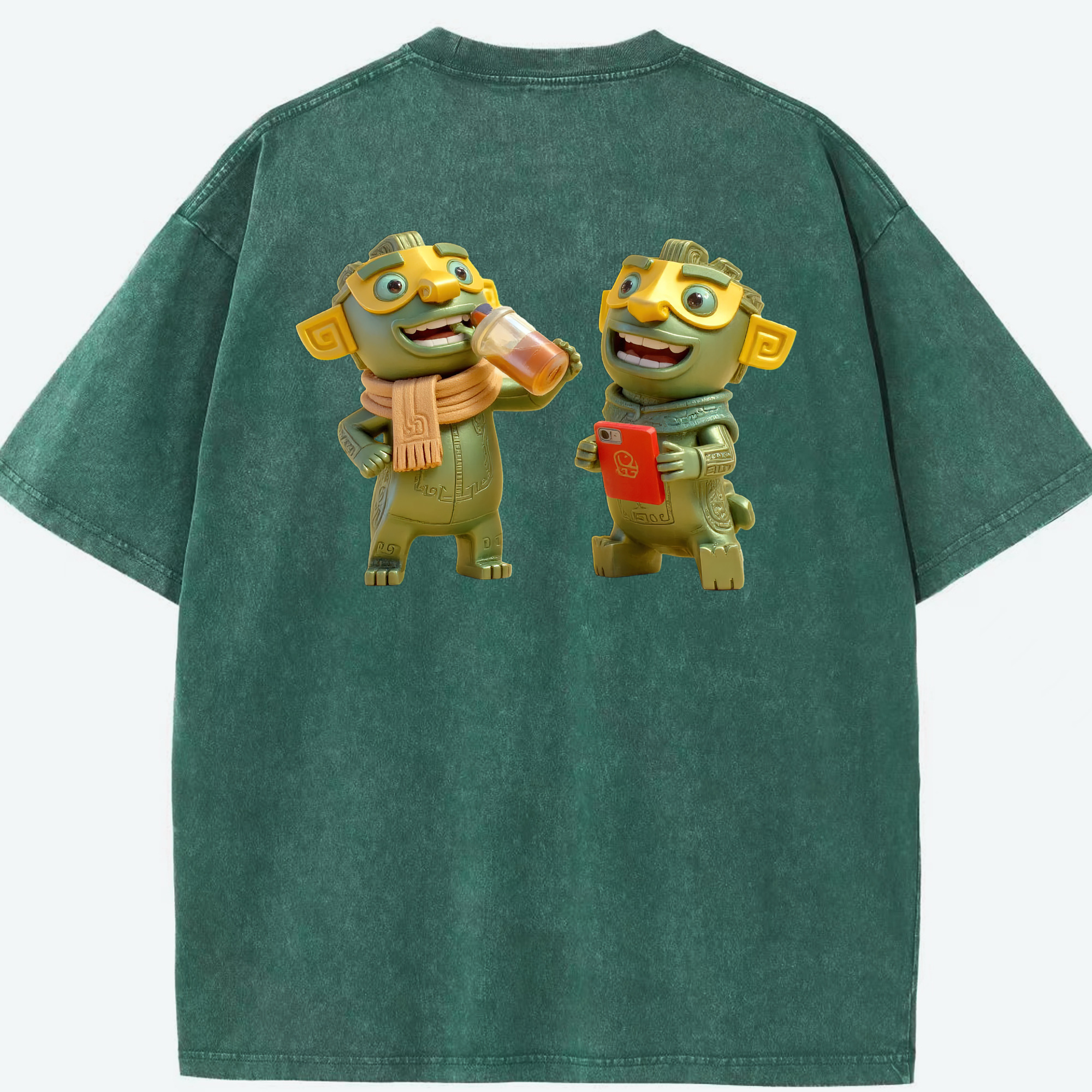 （画像用） Ne Zha 2 ナタ 魔童の大暴れ 綿100% ヴィンテージ風 半袖Tシャツ（背面プリント）
